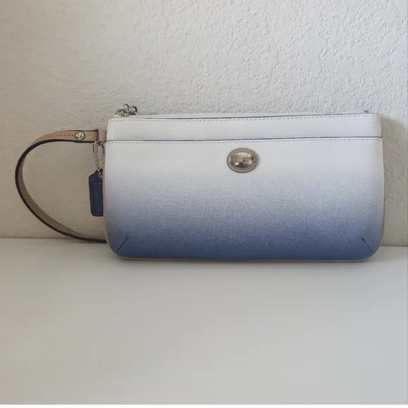 Coach Peyton Blue Ombré Clutch Purse Wristlet Wallet - Picture 1 of 12